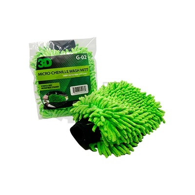 3D G-02 Wash Mitt Plush Microfiber Green -       (,  1)